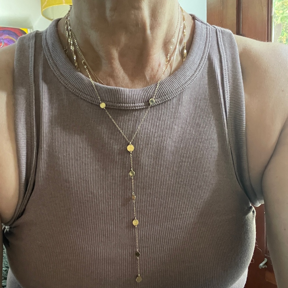 14k Gold Confetti Y-drop Necklace
